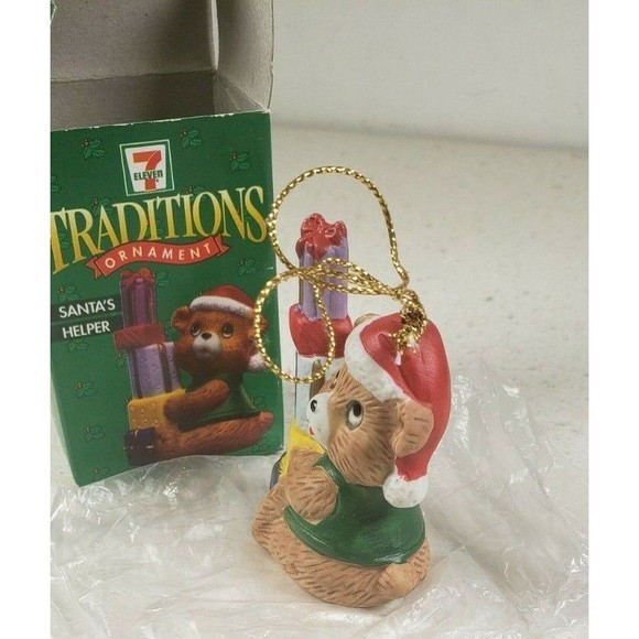 7 Eleven Citgo 1997 Traditions Christmas Ornament  SANTA'S HELPER Teddy Bear NIB - Picture 8 of 10